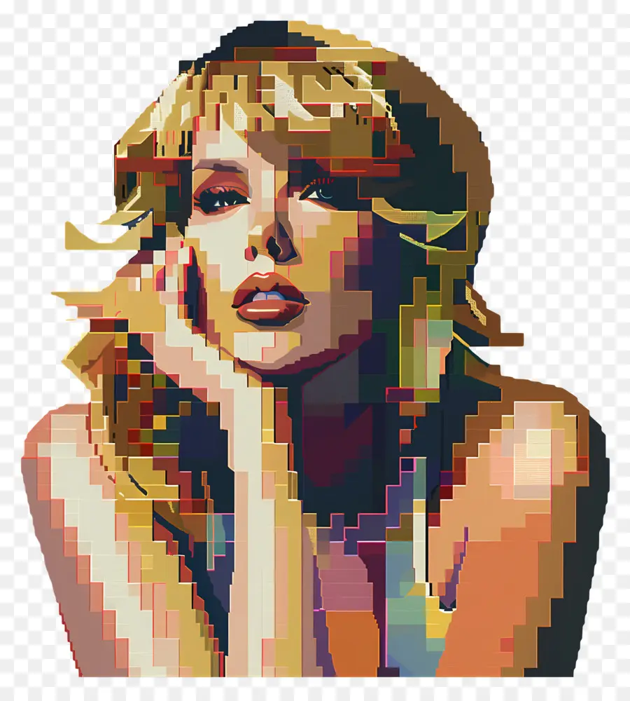 Pixeltaylor Swift，Portrait De Femme Pixélisée PNG