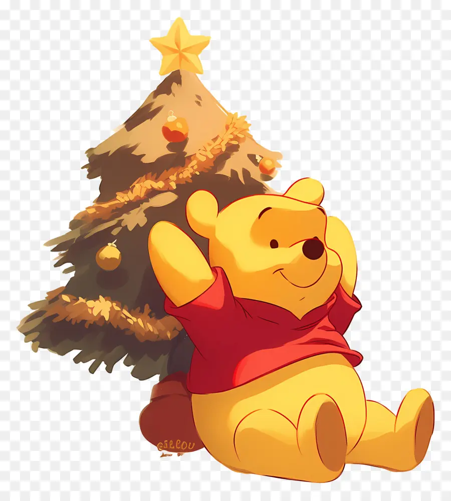 Winnie L'ourson，Ours Avec Arbre De Noël PNG