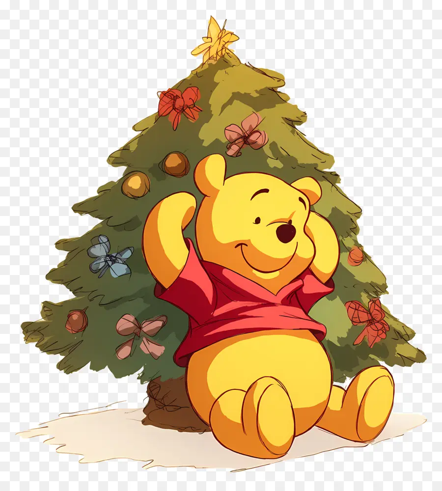 Winnie L'ourson，Ours Avec Arbre De Noël PNG