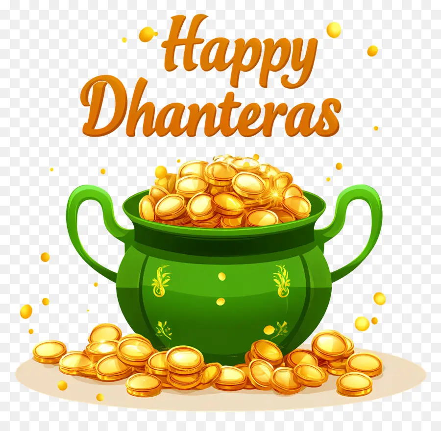 Joyeux Dhanteras，Pot De Pièces D'or PNG