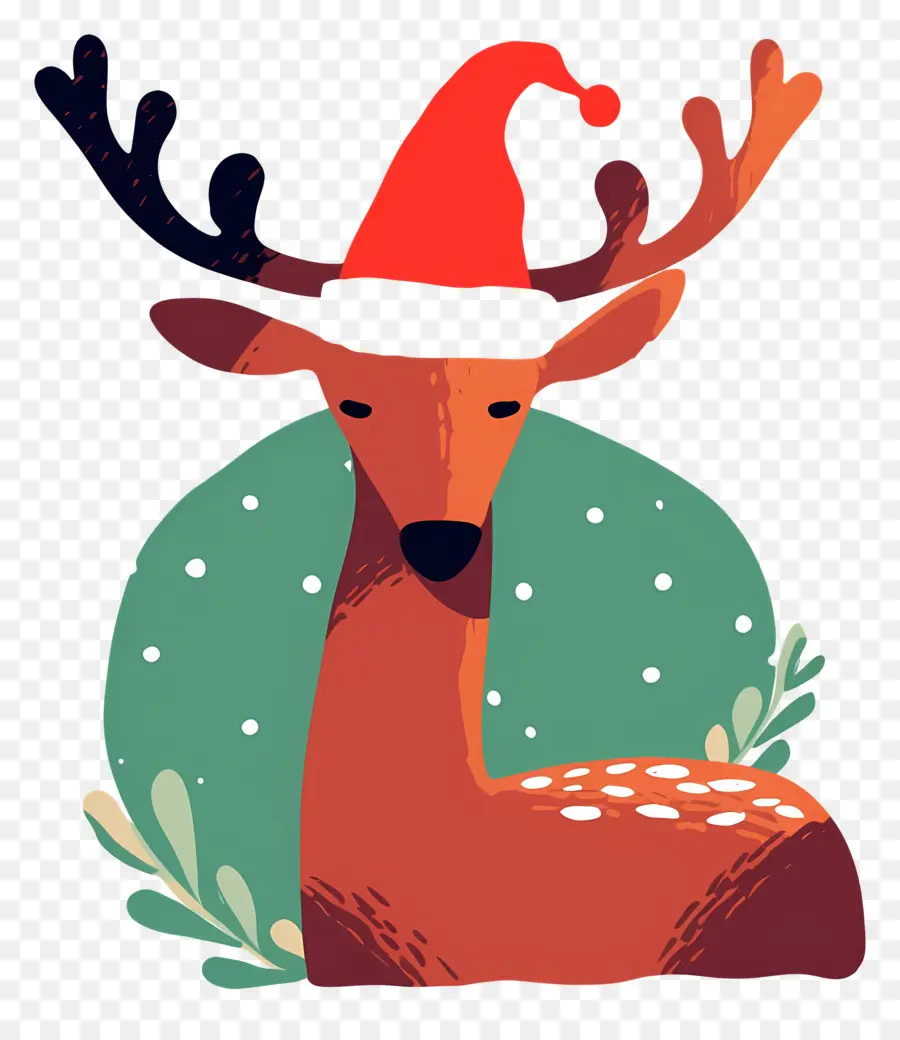 Cerf De Noël，Renne Avec Bonnet De Noel PNG