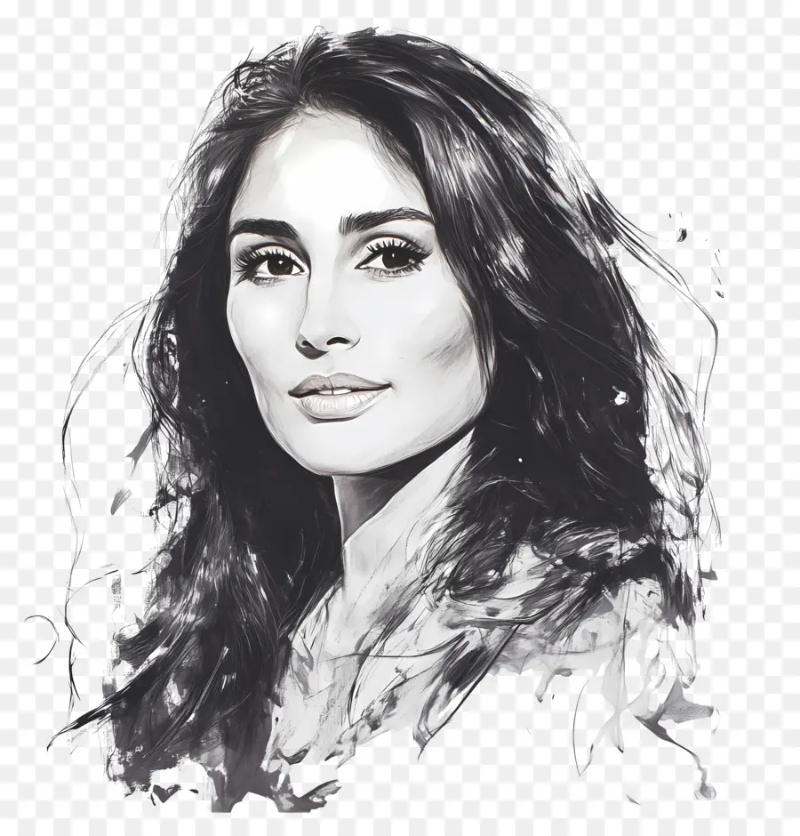 Kareena Kapoor，Portrait De Femme Noir Et Blanc PNG