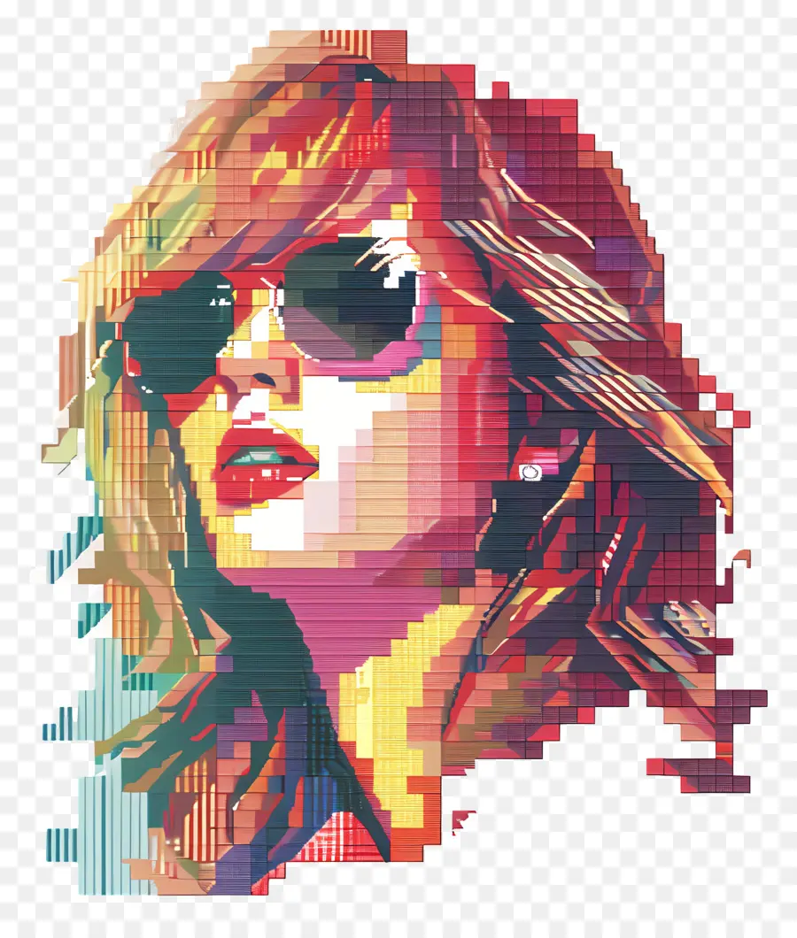 Pixeltaylor Swift，Pixel Art Femme Avec Des Lunettes De Soleil PNG