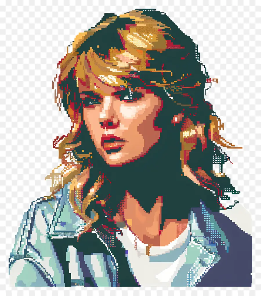 Pixeltaylor Swift，Portrait En Pixel Art PNG