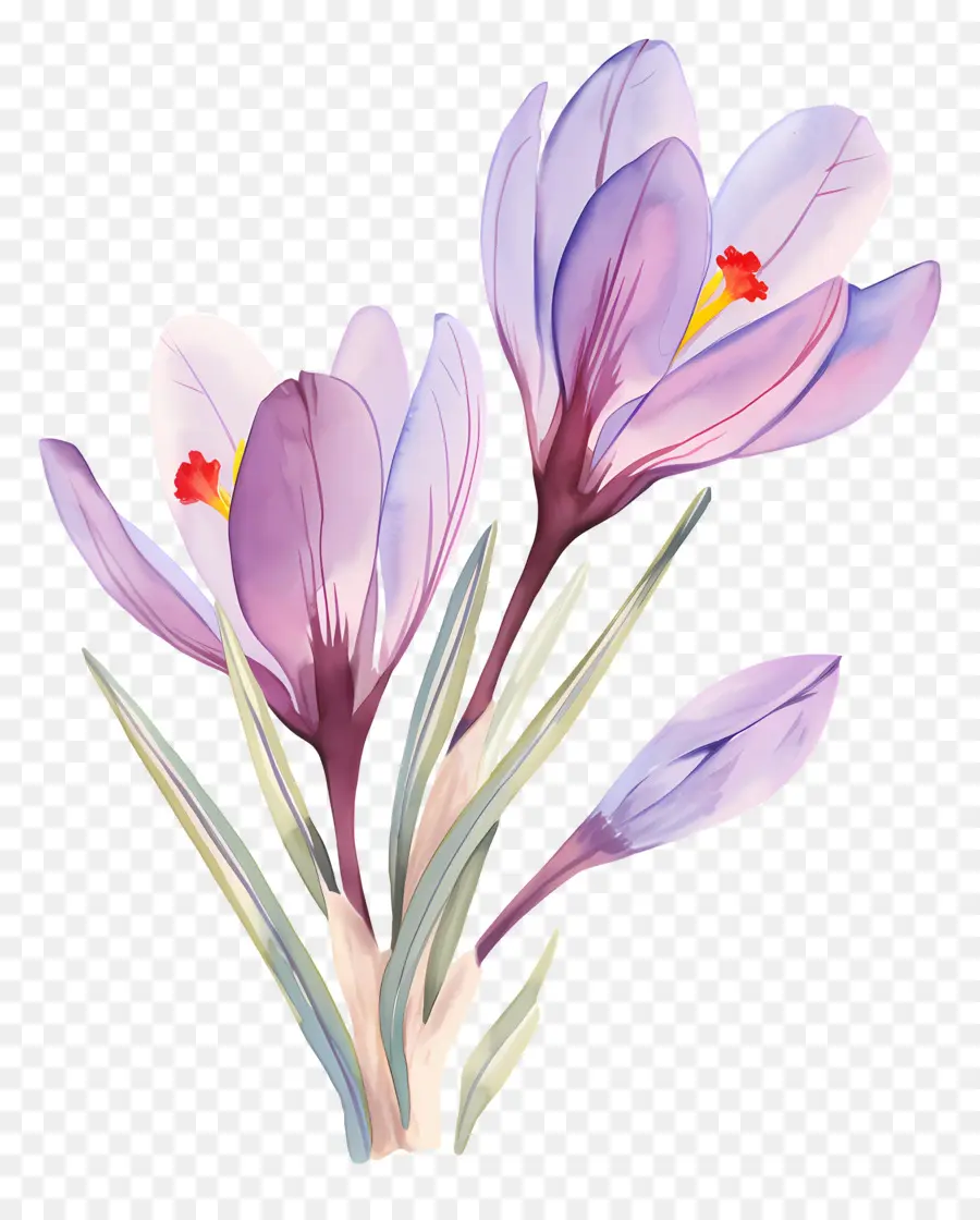 Crocus Safrané，Fleurs Violettes PNG