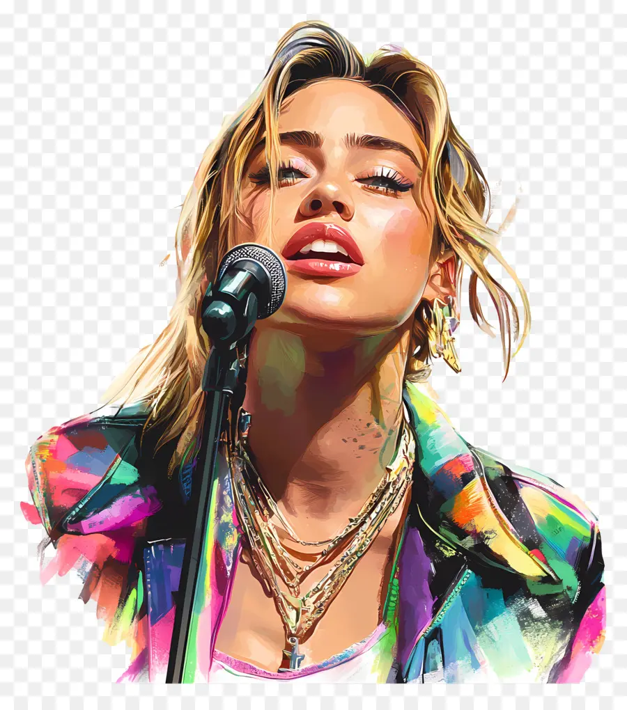 Miley Cyrus，Chanteur Coloré PNG