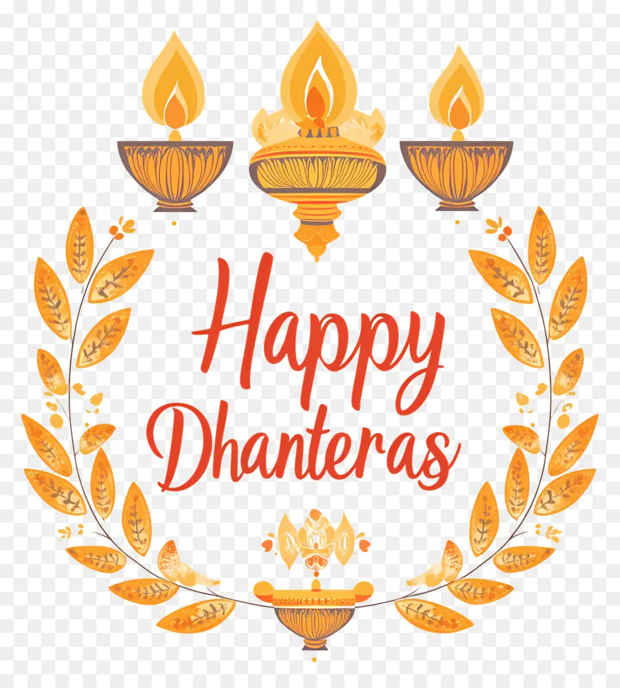 Joyeux Dhanteras，Joyeux Salutation Dhanteras Avec Des Lampes PNG