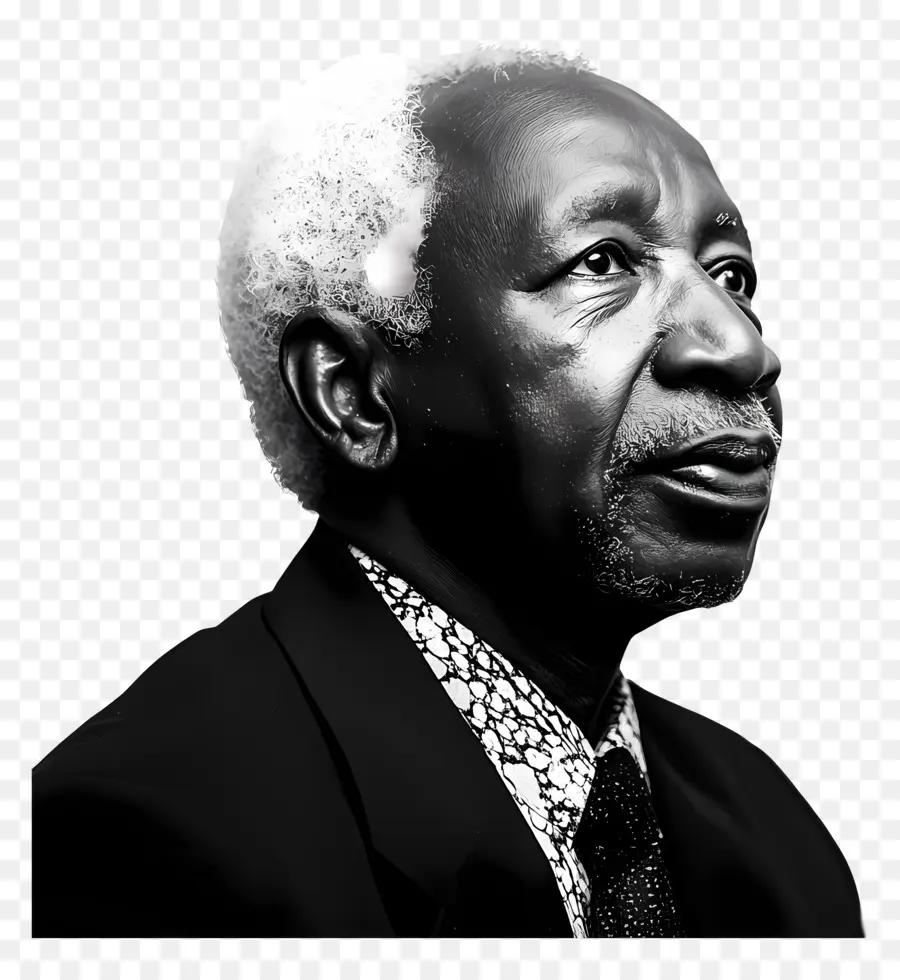 Julius Nyerere，Portrait Noir Et Blanc PNG