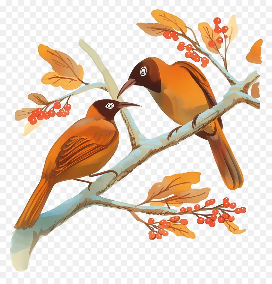 Arbre Avec Des Oiseaux，Oiseaux Sur Branche PNG