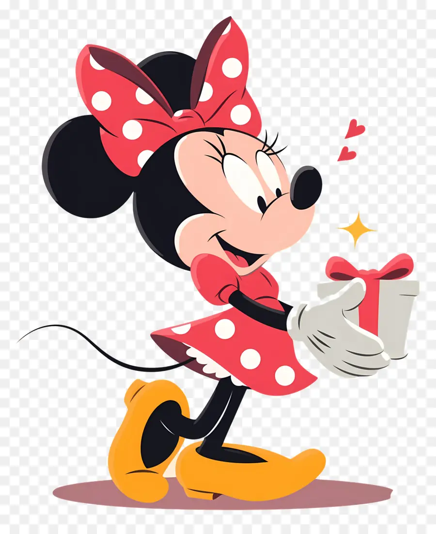 Minnie Souris，Minnie Mouse Avec Cadeau PNG