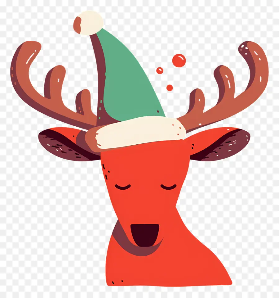 Cerf De Noël，Renne Avec Bonnet De Noel PNG