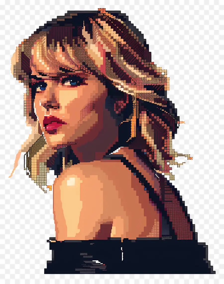 Pixeltaylor Swift，Portrait En Pixel Art PNG