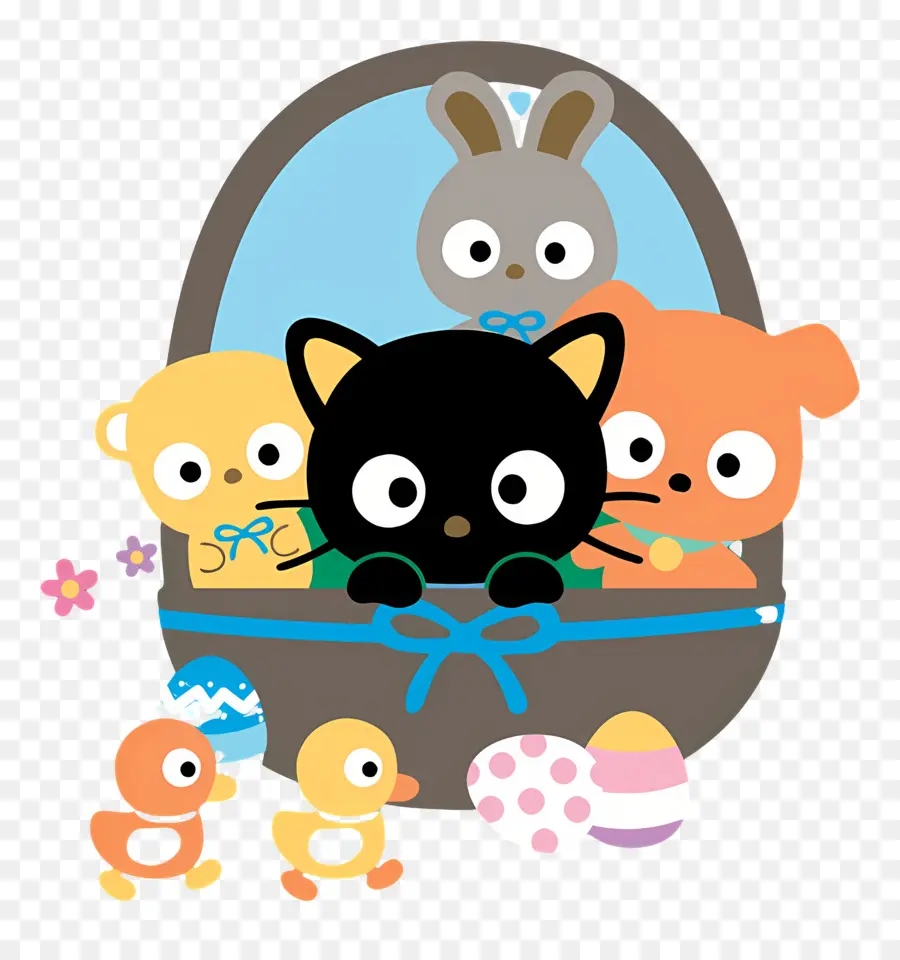 Chococat，Animaux De Dessin Animé Dans Le Panier PNG