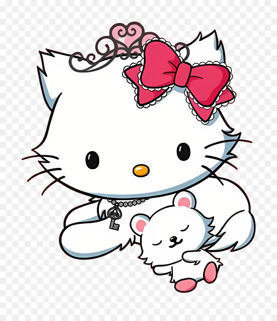 Charmmy Kitty，Chat Blanc Avec Des Arcs PNG