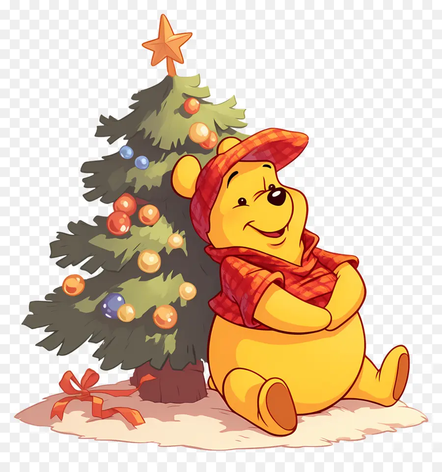 Winnie L'ourson，Ours Avec Arbre De Noël PNG