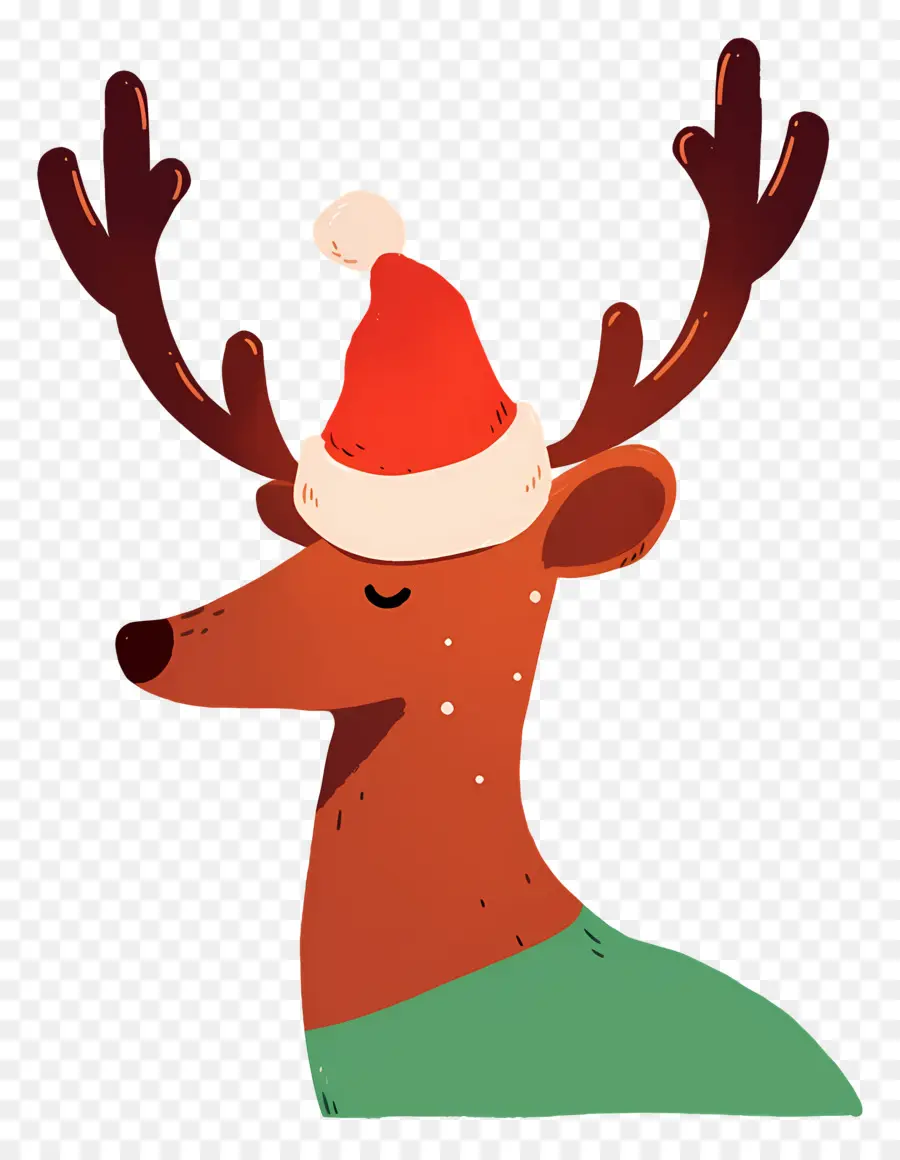 Cerf De Noël，Renne Avec Bonnet De Noel PNG