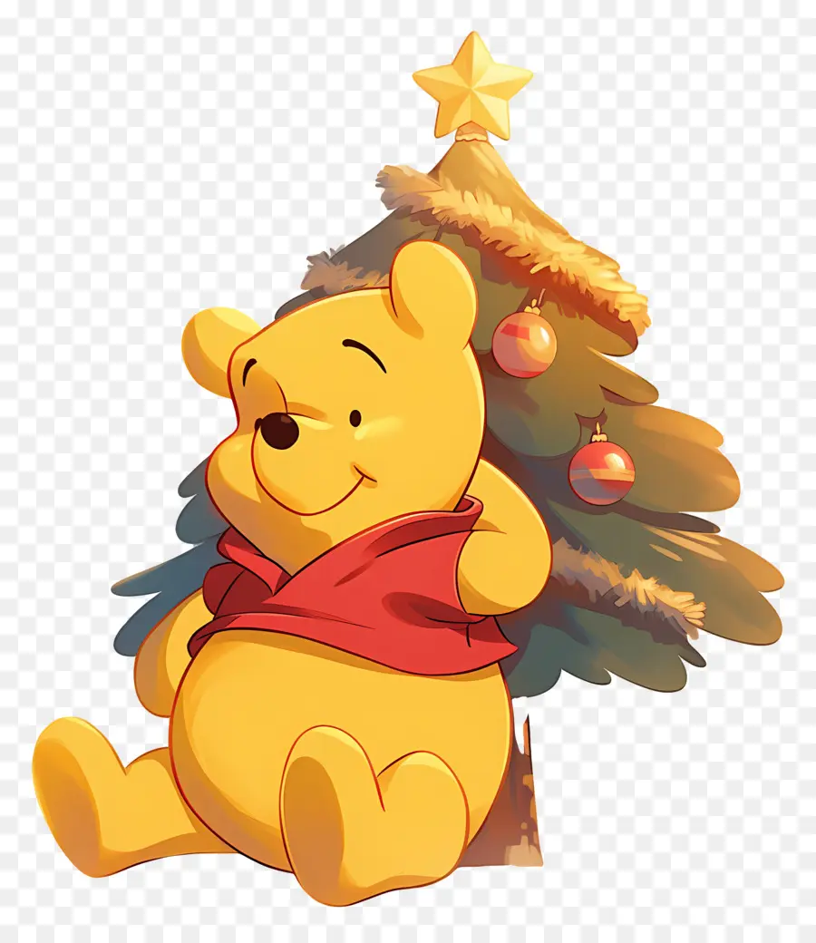 Winnie L'ourson，Ours Avec Arbre De Noël PNG