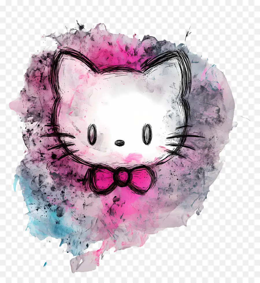 Autocollant Bonjour Kitty，Croquis Artistique De Chat PNG