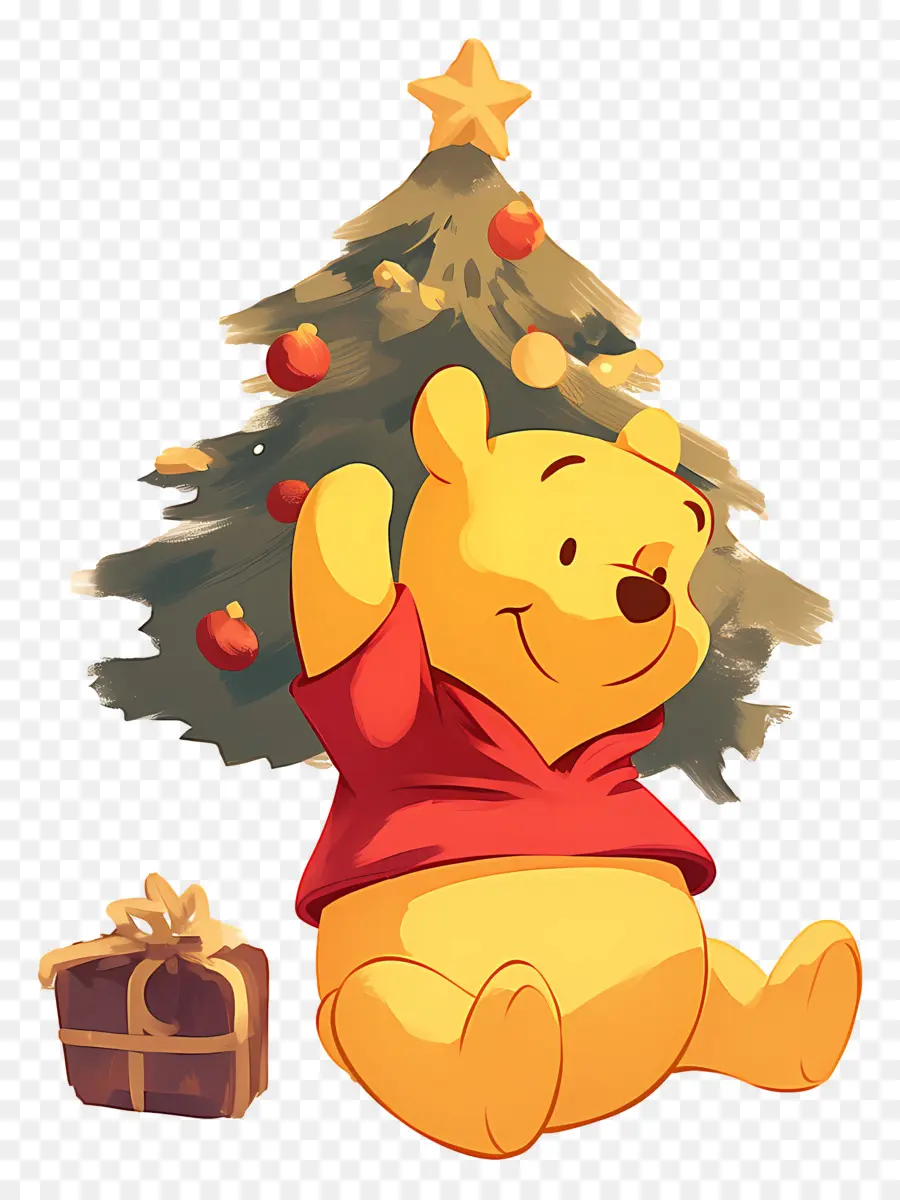 Winnie L'ourson，Ours Avec Arbre De Noël PNG