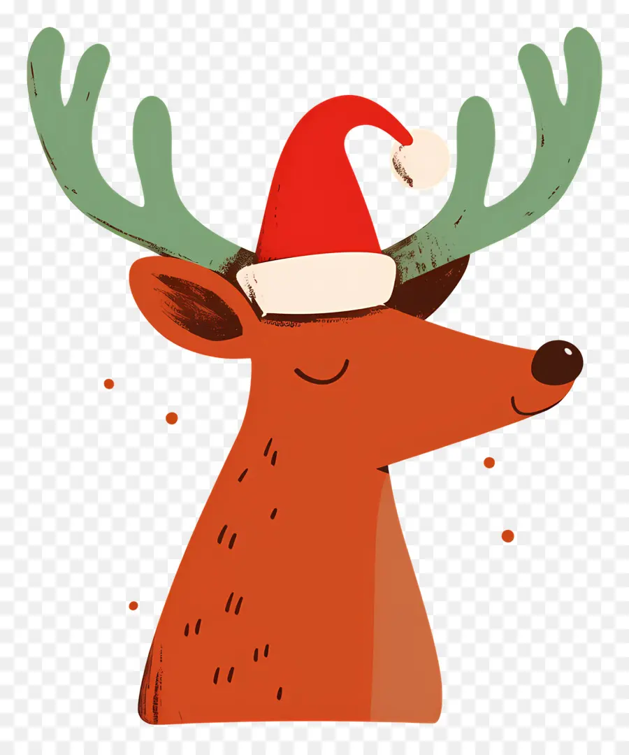 Cerf De Noël，Renne Avec Bonnet De Noel PNG