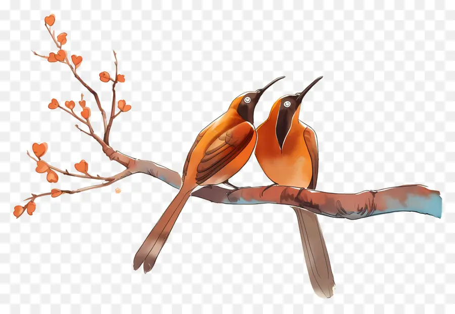 Arbre Avec Des Oiseaux，Oiseaux Sur Branche PNG