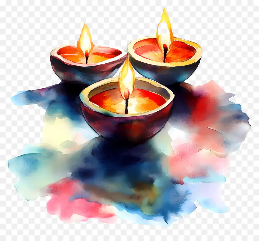 Lampes à Huile Diwali，Bougies PNG