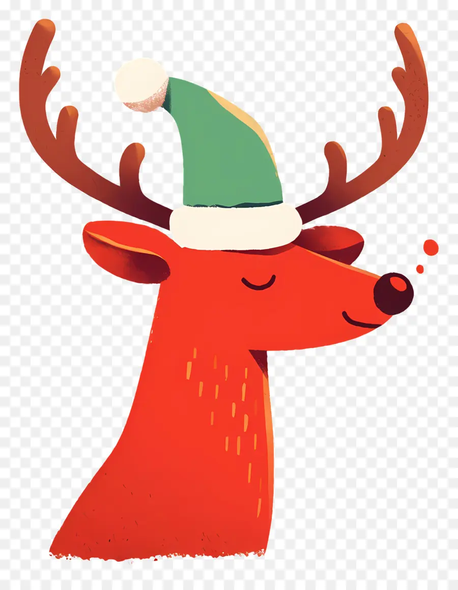 Cerf De Noël，Renne Avec Bonnet De Noel PNG