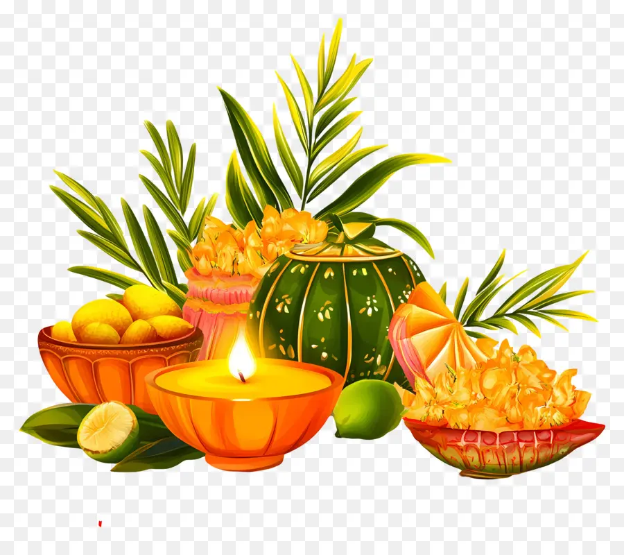 Joyeux Chhath Puja，Offrandes De Fruits PNG