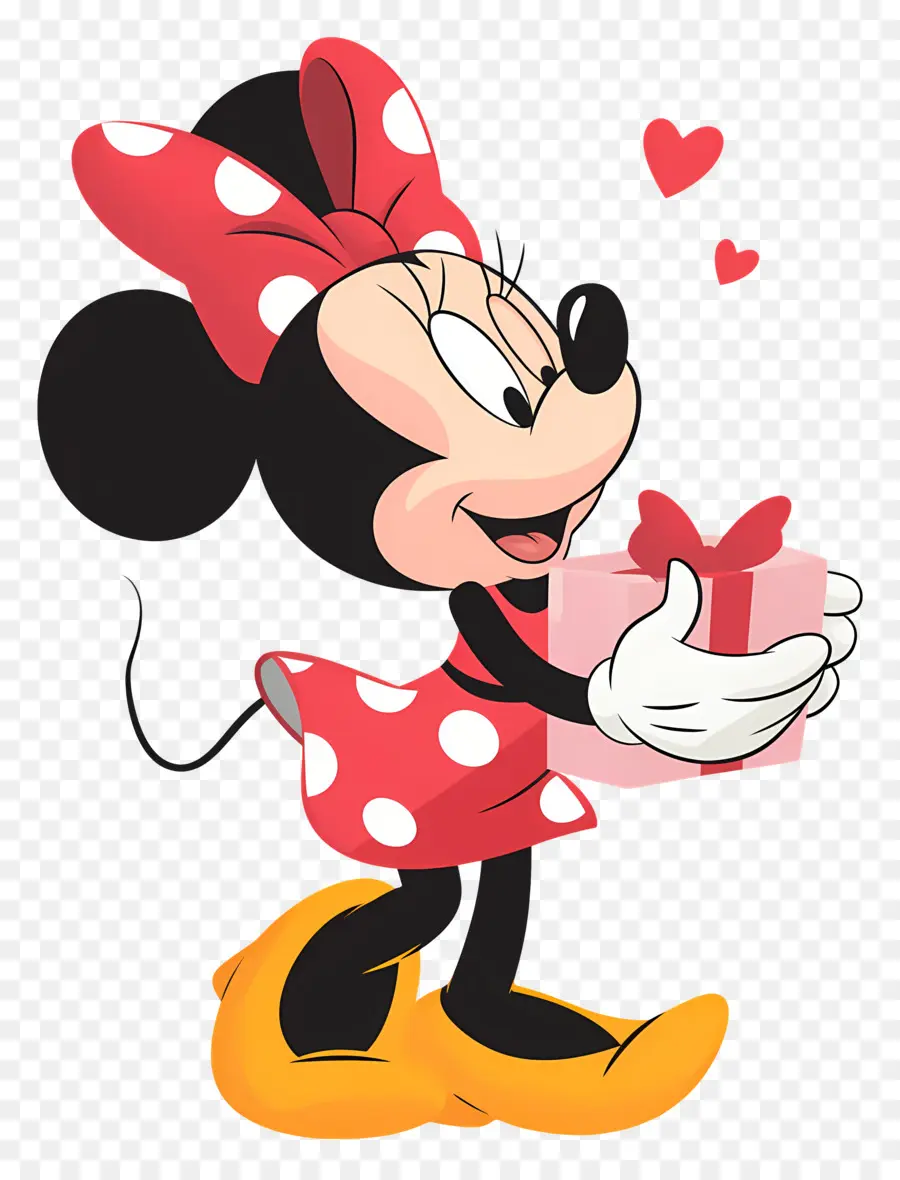 Minnie Souris，Souris De Dessin Animé Avec Cadeau PNG