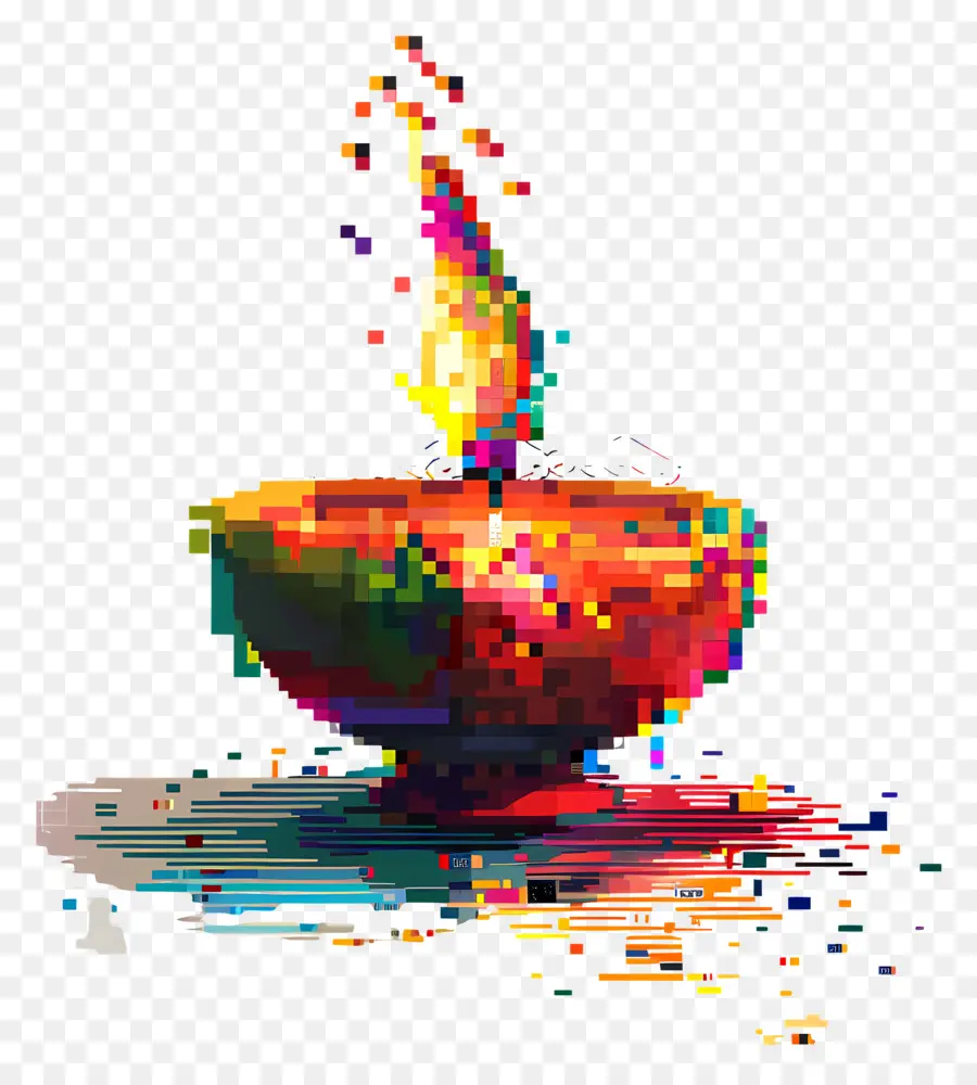 Pixel Diwali Diya，Lampe Pixel Art PNG