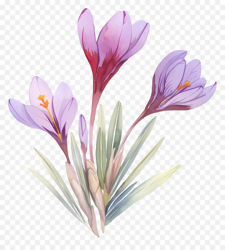 Crocus Safrané，Fleurs Violettes PNG