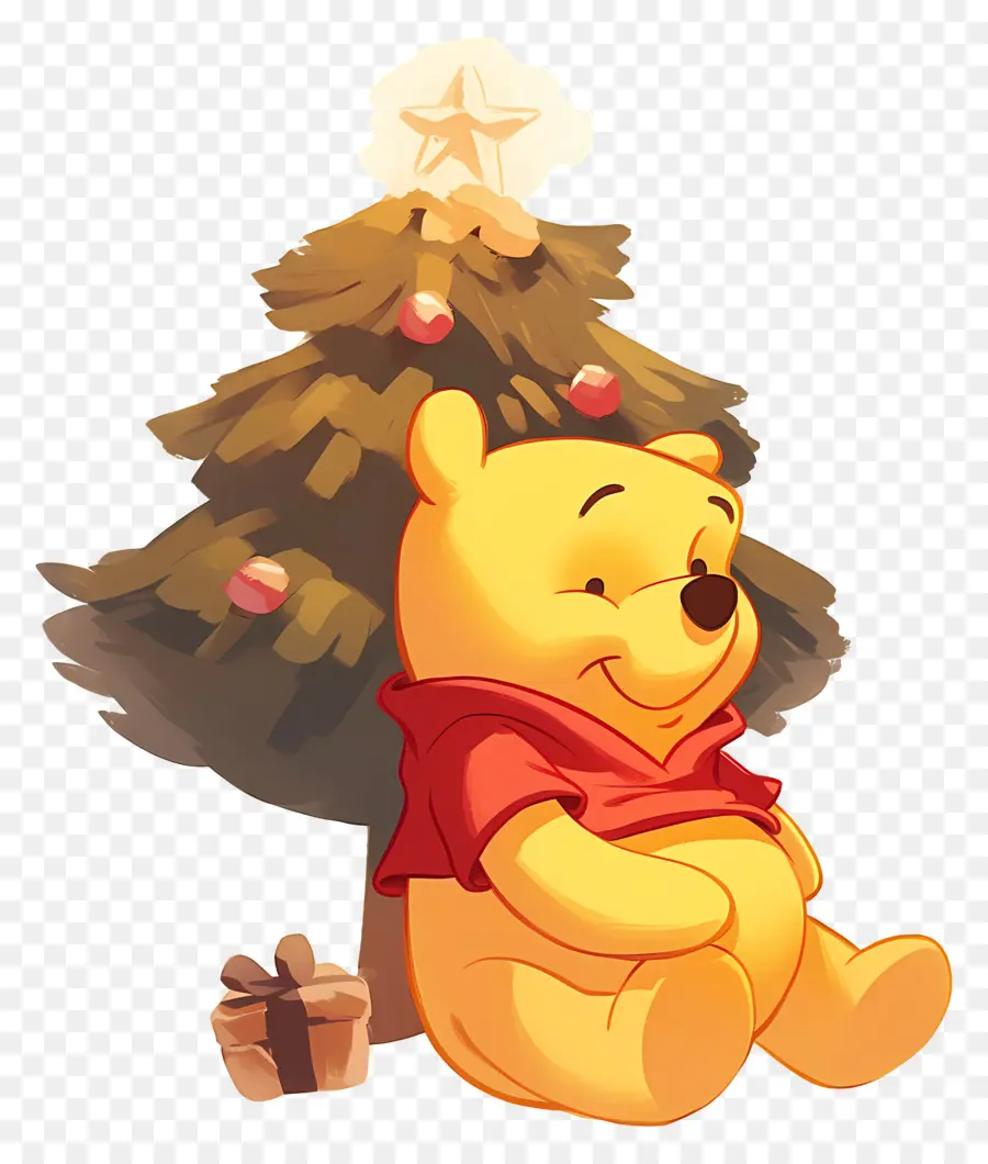 Winnie L'ourson，Ours Avec Arbre De Noël PNG