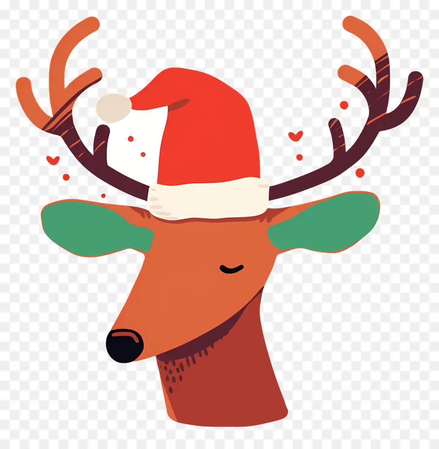 Cerf De Noël，Renne Avec Bonnet De Noel PNG