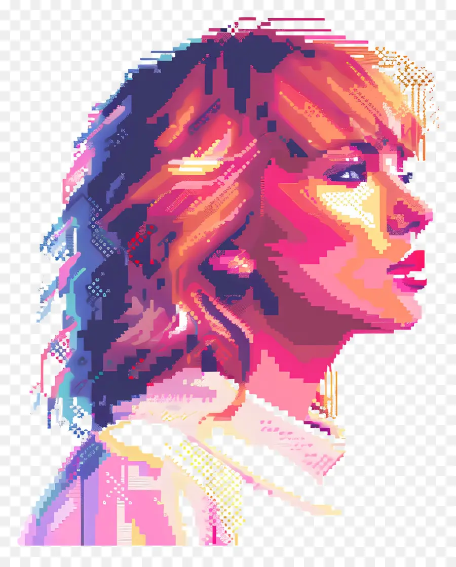 Pixeltaylor Swift，Portrait Coloré PNG