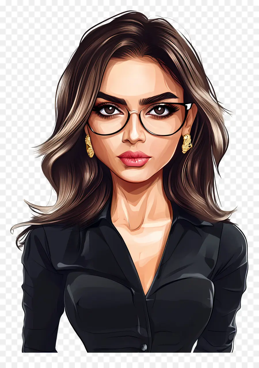 Deepika Padukone，Femme De Dessin Animé Avec Des Lunettes PNG