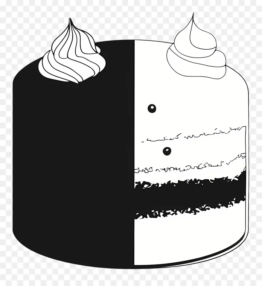 Tranche De Gâteau，Illustration De Gâteau Noir Et Blanc PNG