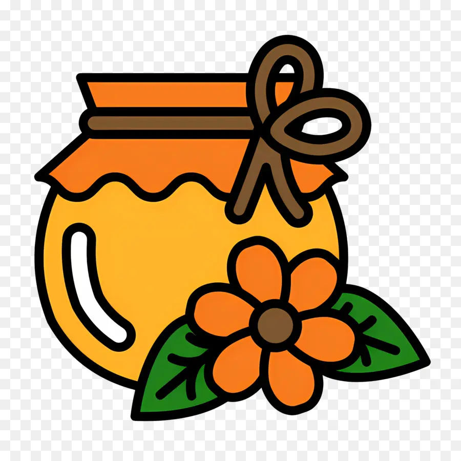 Miel，Pot De Miel Avec Fleur PNG