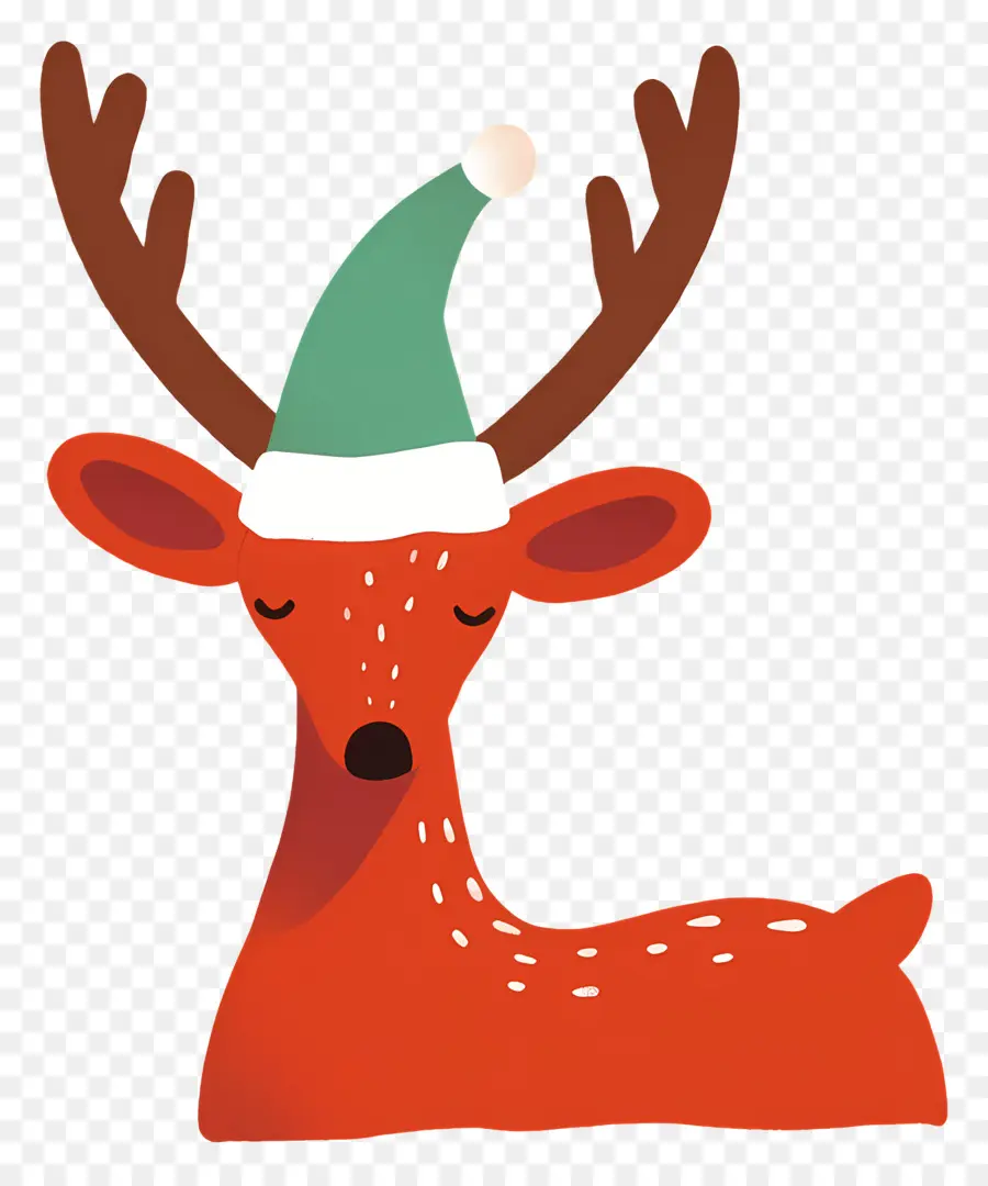 Cerf De Noël，Renne Avec Bonnet De Noel PNG