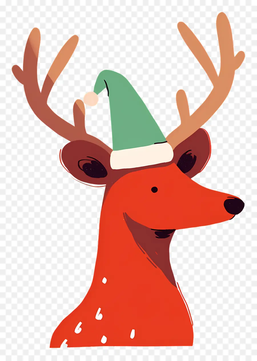 Cerf De Noël，Renne Avec Bonnet De Noel PNG