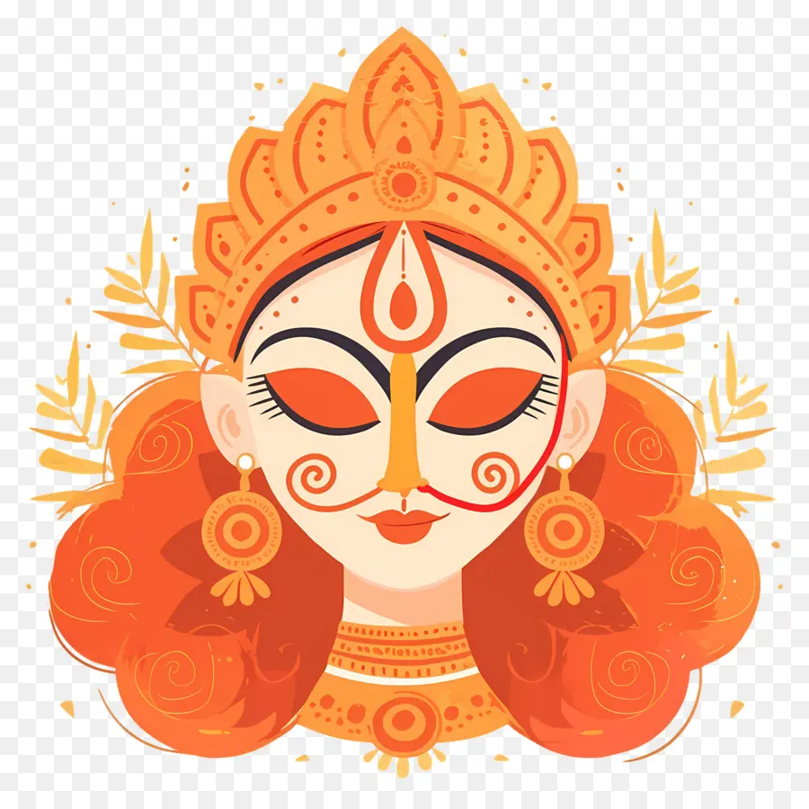 Dussehra，Visage De Déesse Avec Couronne PNG