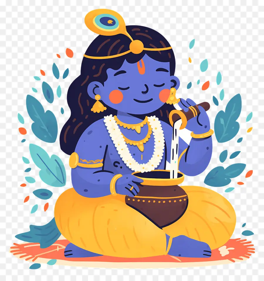 Bébé Krishna，Enfant Bleu Avec Pot PNG