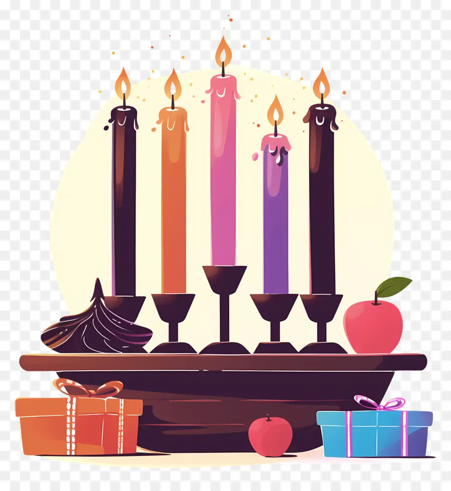 Joyeux Kwanzaa，Bougies Colorées PNG