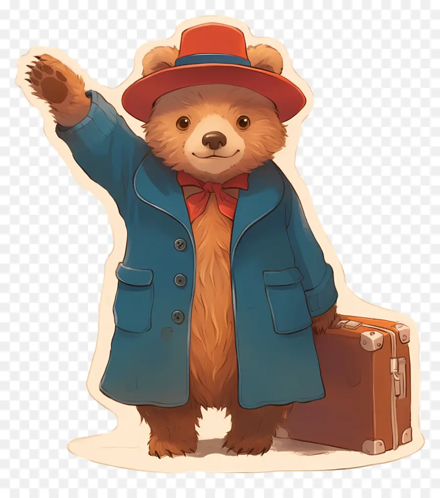 Paddington，Ours Avec Chapeau Rouge Et Valise PNG