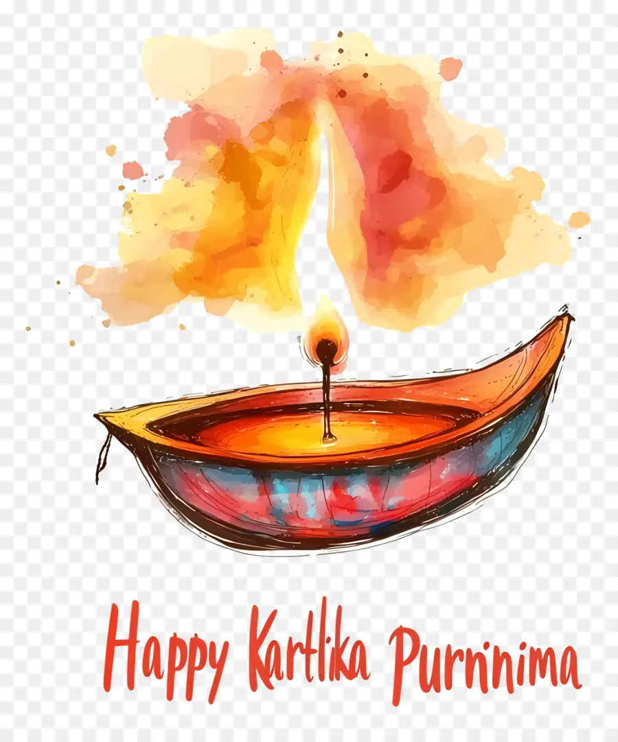 Joyeux Karthika Purnima，Diya Simple Avec Flamme PNG