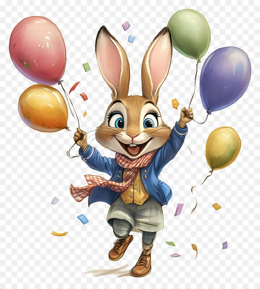 Judy Hopps，Lapin De Dessin Animé Avec Des Ballons PNG