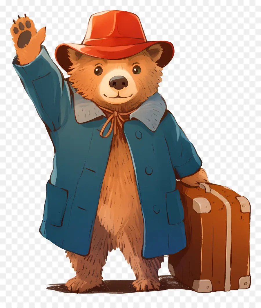 Paddington，Ours Avec Chapeau Rouge Et Valise PNG