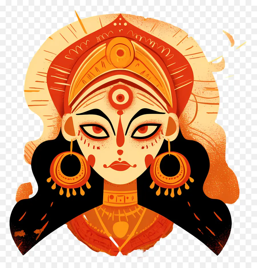 Dussehra，Visage De Déesse Avec Des Bijoux PNG