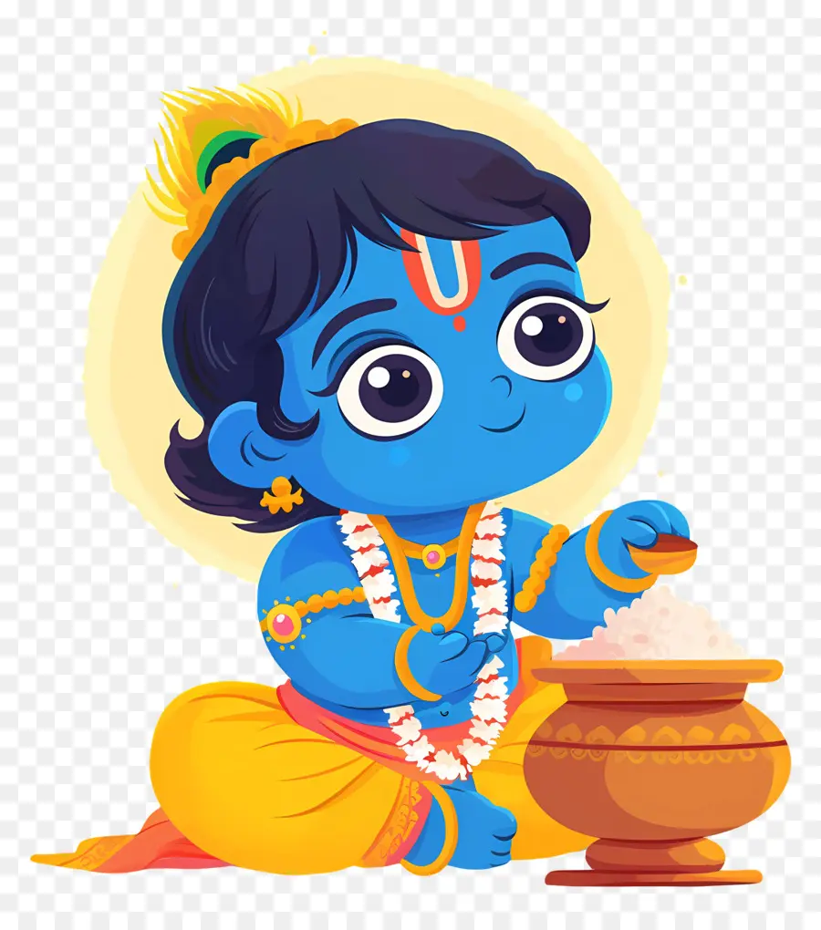 Bébé Krishna，Enfant Bleu Avec Pot PNG