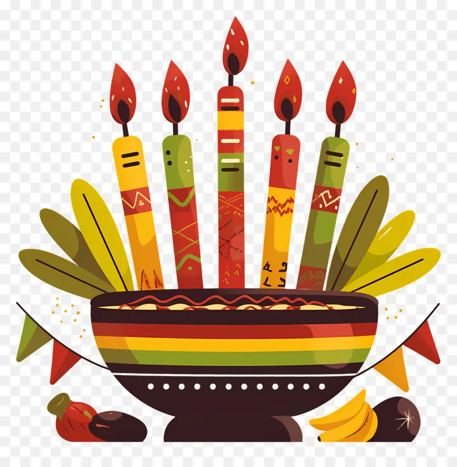 Joyeux Kwanzaa，Bougies Et Fruits PNG