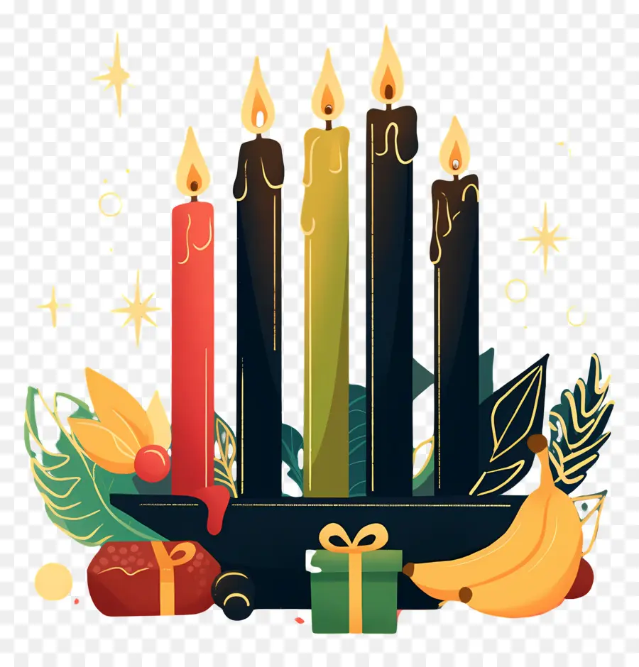 Joyeux Kwanzaa，Bougies Colorées PNG